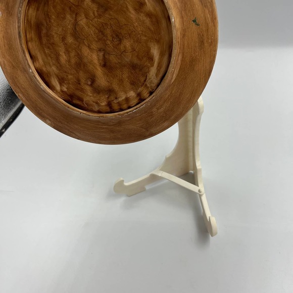 Vintage Handmade Ceramic Painted Nativity Scene Plate W Stand Christmas Decor - Picture 4 of 6